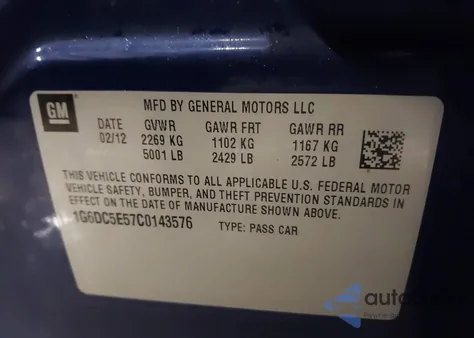 2012 Cadillac Cts Standard z USA, uszkodzony, nr VIN 1G6DC5E57C0143576